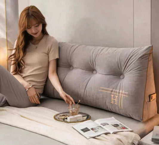 Headboard Pillow Backrest Reading Pillow Large Daybed Cushion Lumber Back Pad Support Positioning Sofa Bed Rest Pillow(Size:60x50x20cm,Color:Grey)