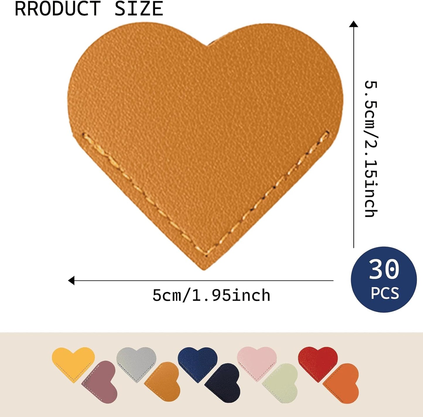 30PCS Leather Heart Bookmark Leather Corner Bookmark for Teacher Thank You Gifts Graduation Gifts Teacher Bookmarks Appreciation Gifts