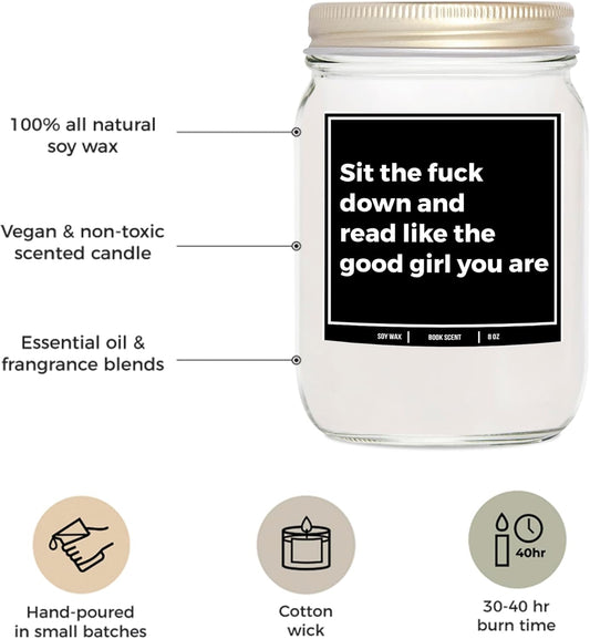 You Nique Designs Smut Candle 8oz - Adult Book Lovers Gifts - Smutty Bookworms Surprise Ideas, Funny Reader Presents - Smut Book Merch - Smutty Bookish Gifts