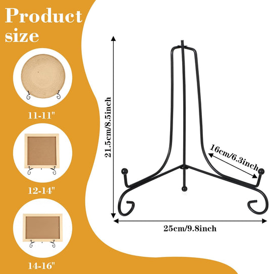 10 Pack Iron Display Stand 10“ Plate Picture Photo Stand for Display, Black Foldable Easel Holder Stand Decorative Metal Plate Holders Display Stand for Photo Frame Book Card Collection Office