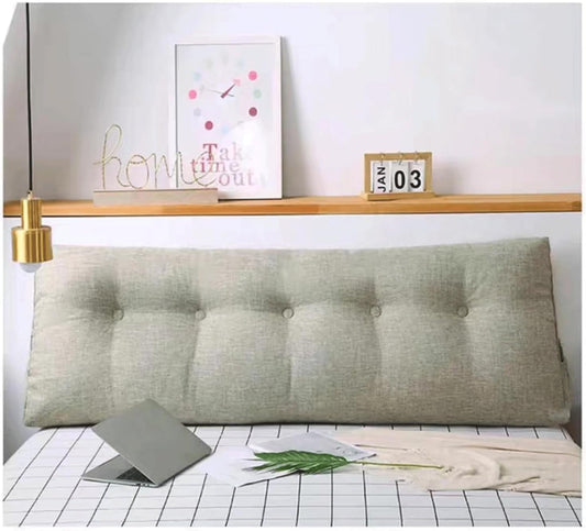 Large Headboard Pillow Triangular Wedge Reading Bed Rest Pillow Linen Cotton Bolster for Daybed Backrest Positioning Support Cushion with Removable Cover(Size:100x50x20cm,Color:G)