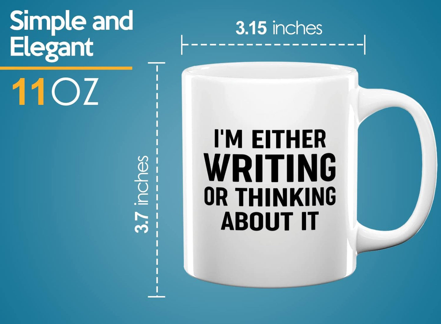 Journalist Coffee Mug 11oz White -Writing or Thinking - Reading Lover Book Club Gift Author Appreciation Writer Journalism Novelist Scriptwriter