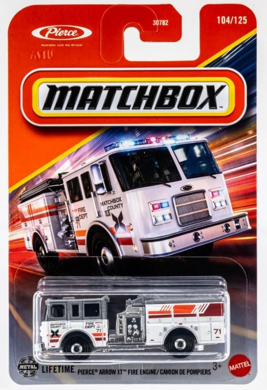 Matchbox Pierce Arrow XT Fire Engine Truck, 104/125, 1:64 Scale Diecast Toy Vehicle