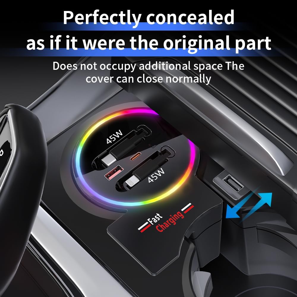 Car USB Hub Docking Station for BMW X3 2018-2024,X3 M 2020-2024,X4 2019-2025,X4 M 2020-2025 Type-C Fast Charger Auto Interior Centre Console Accessories Cigarette Lighter Phone Charging Adapter