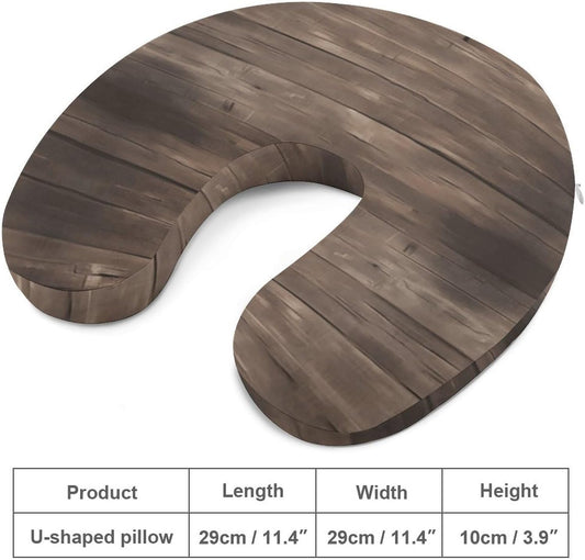 Rustic Old Barn Wood Neck Pillow Memory Foam U Shaped Pillows Portable Pillows for Shoulder Travel Head Support Pillow with Concealed Zipper for Airplane Car Home Office