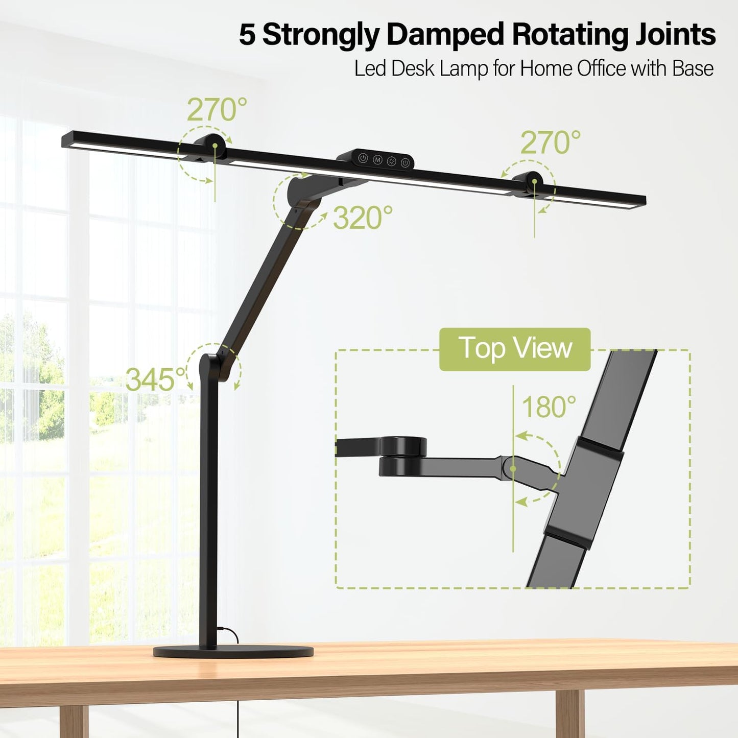 Micomlan Architect Desk Lamp with Remote Control, Adjustable Led Desk Light for Home Office with Base, 24W Bright Auto Dimming Table Light Rotatable Office Lamp with Swing Arm for Computer Cafting