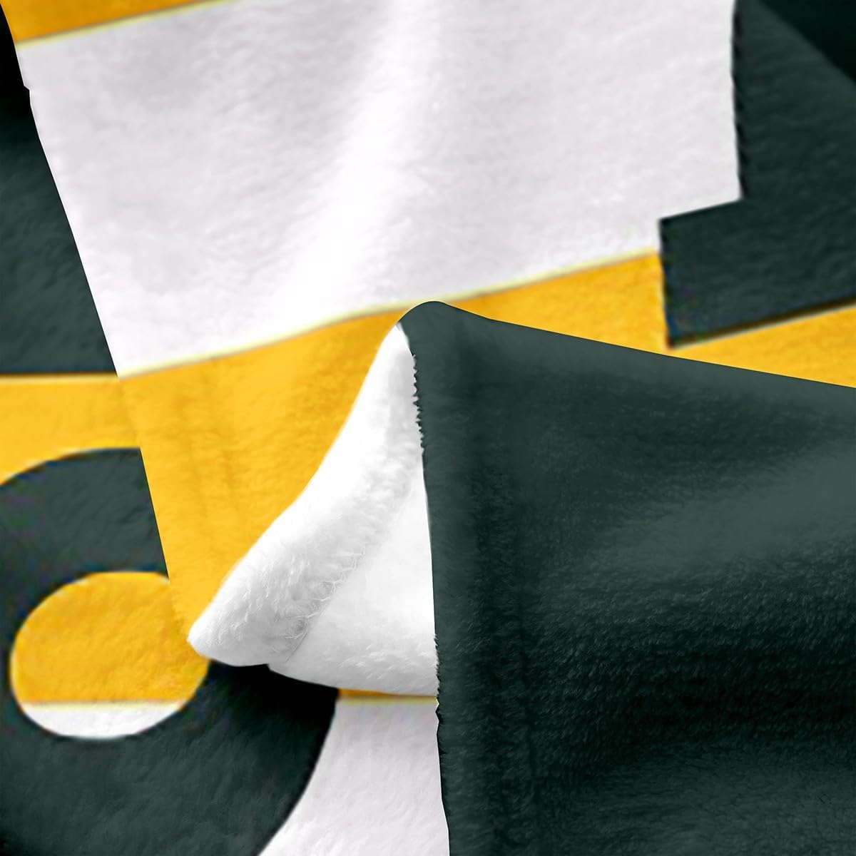 Feelyou Football Plush Throw Blanket Green Bay Flannel Blanket Queen 90"x90" Football City All Season Sports Games for Couch Bed Sofa Bedroom Decor