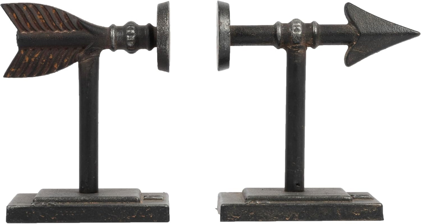 Creative Co-Op Bronze Arrow Shaped Cast Iron Bookends (Set of 2 Pieces)