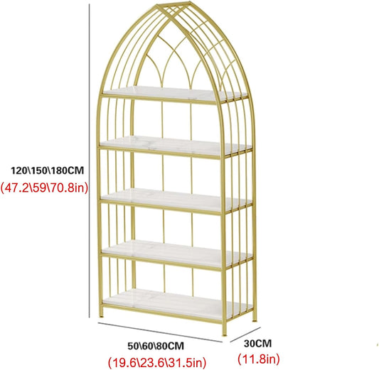 Book shelf,display cabinet,modern bookshelf,metal bookshelf,unique bookshelf,book shelves,bookshelf with storage,Suitable for study, living room corner, bedroom, living room, balcony, office(Gold,60x3