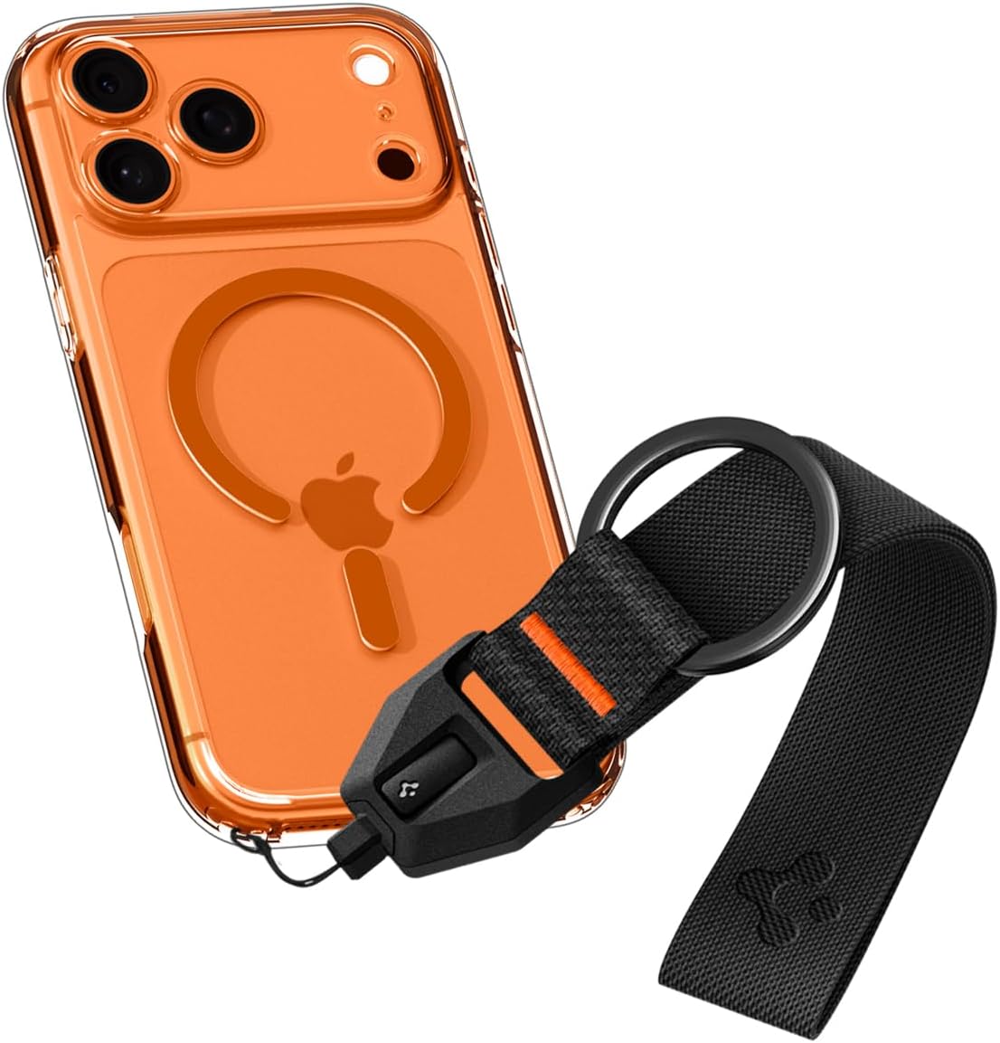 Spigen Universal Lanyard Wrist Strap with Keychain for iPhone, ID Badge Wallet Holder, AirPods, Cameras, Keychain & Everyday Carry, Durable Carabiner with Wrist Strap - Black