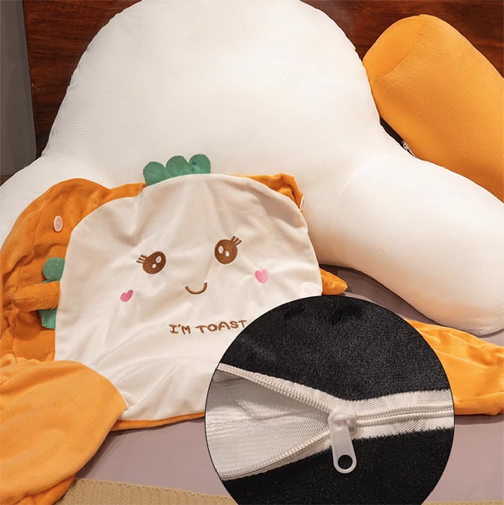 Soft Bed Rest Reading Pillow Cartoon Sofa Lumbar Support Pillow Chair Waist Back Cushion Ergonomic Backrest Pillows (Cute Yellow, 75×50cm/29.53"×19.7")