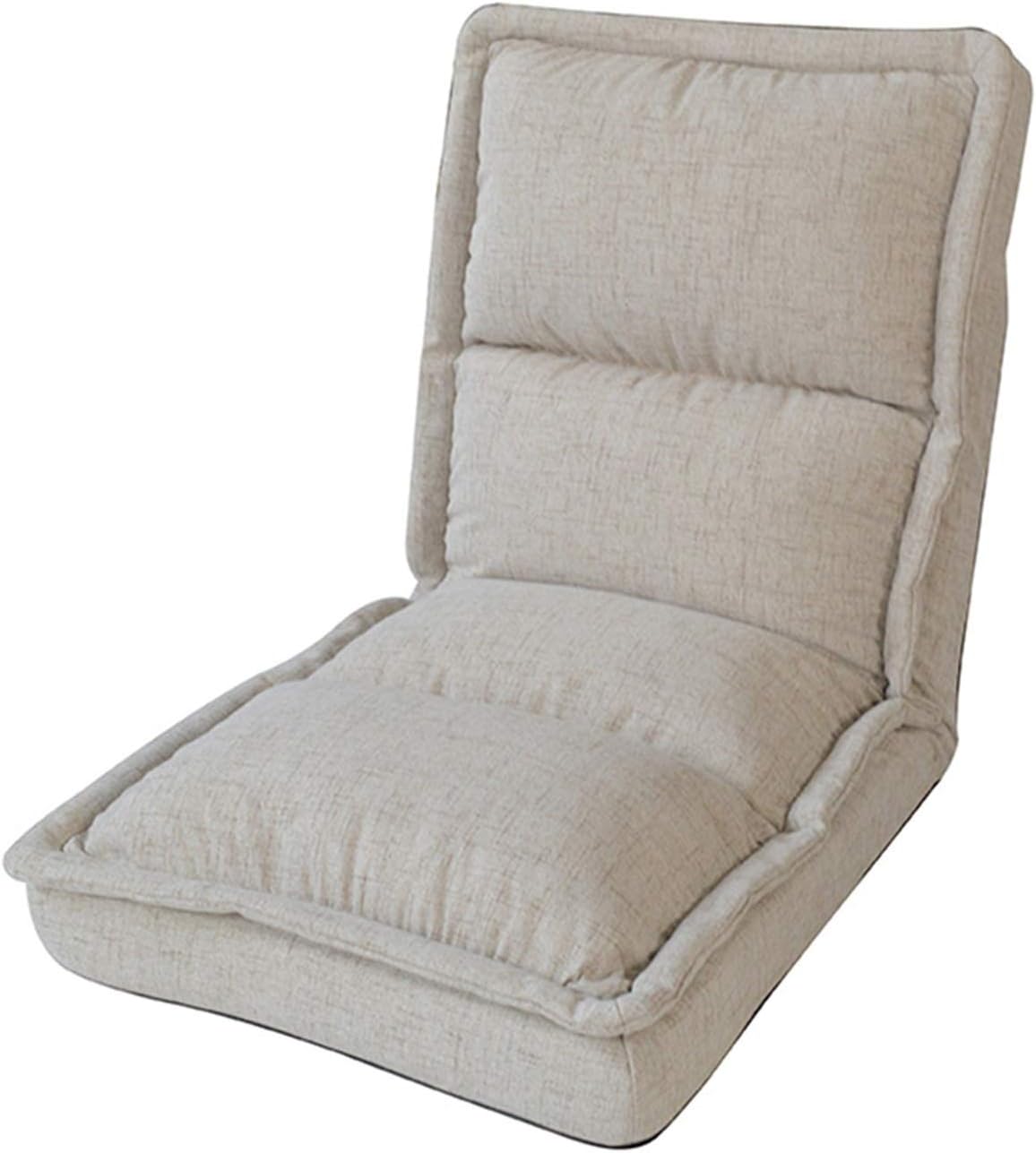 Folding Reading Chairs Floor Folding Gaming Sofa Chair 5-Speed Adjustment Foldable Easy to Remove and wash Bedroom Balcony Reading Backrest Lounge Chair(Beige)