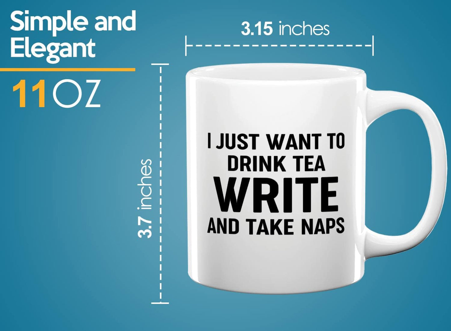 Journalist Coffee Mug 11oz White -Tea Write Naps - Reading Lover Book Club Gift Author Appreciation Writer Journalism Novelist Scriptwriter