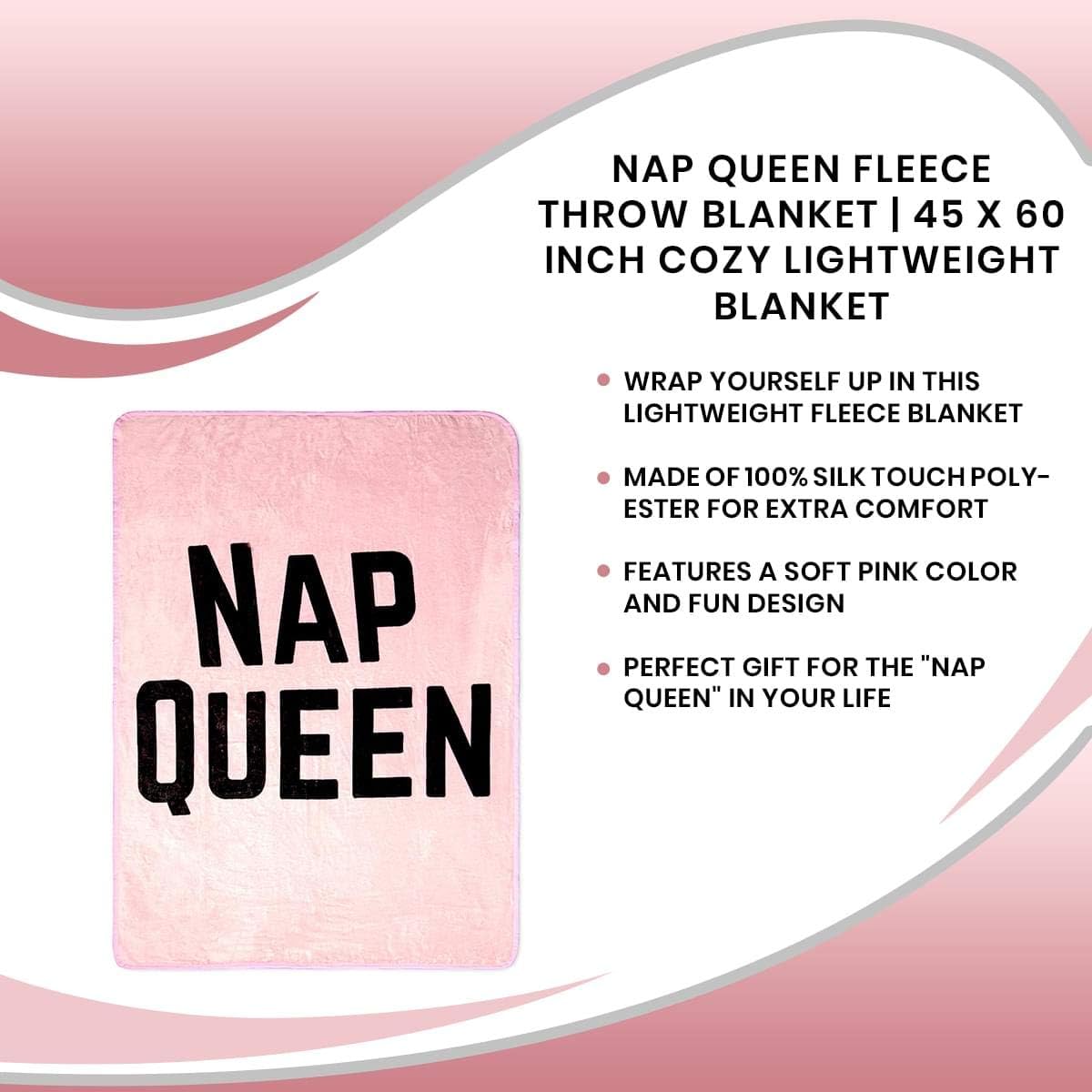 JUST FUNKY Nap Queen Soft Throw Blanket | 45 X 60 Inch Cozy Lightweight Fleece Blanket