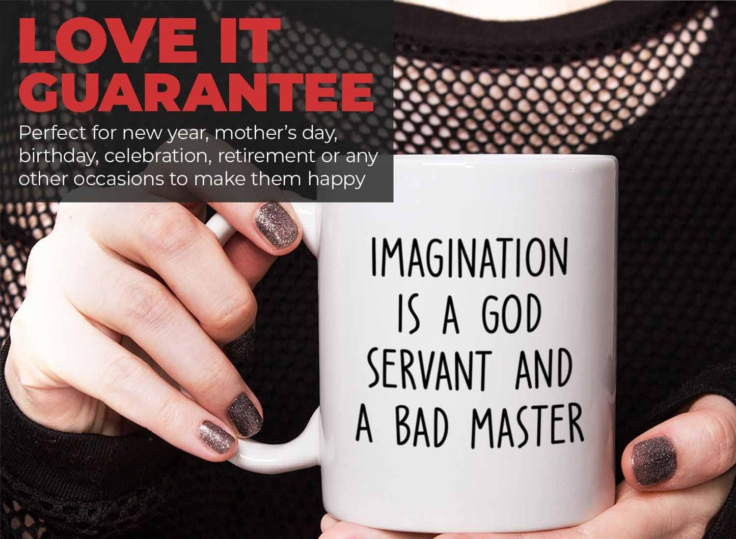 Bubble Hugs Writer Coffee Mug 11oz White - Imagination is a god servant and a bad master - Reading Book Lover for Bookworm Bibliophile Librarians Author Readers Bookish
