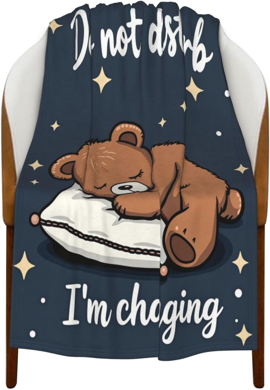 Cute Bear Throw Blanket, Bear Lovers Gifts Blanket, for Couch, Bed, Travel & Outdoor, Cozy Fluffy Fuzzy Blankets for Women Men 50"x40"