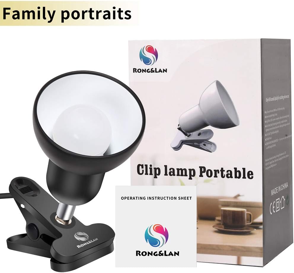 RONG&LAN Clip lamp,360° Rotation Clip on Lamp Portable Book Reading Light,Clamp on Desk/Table/Bunk Bed/Cupboard Home Lighting, (Desk lamp,Seven Colors for Your Choice) (Blue)