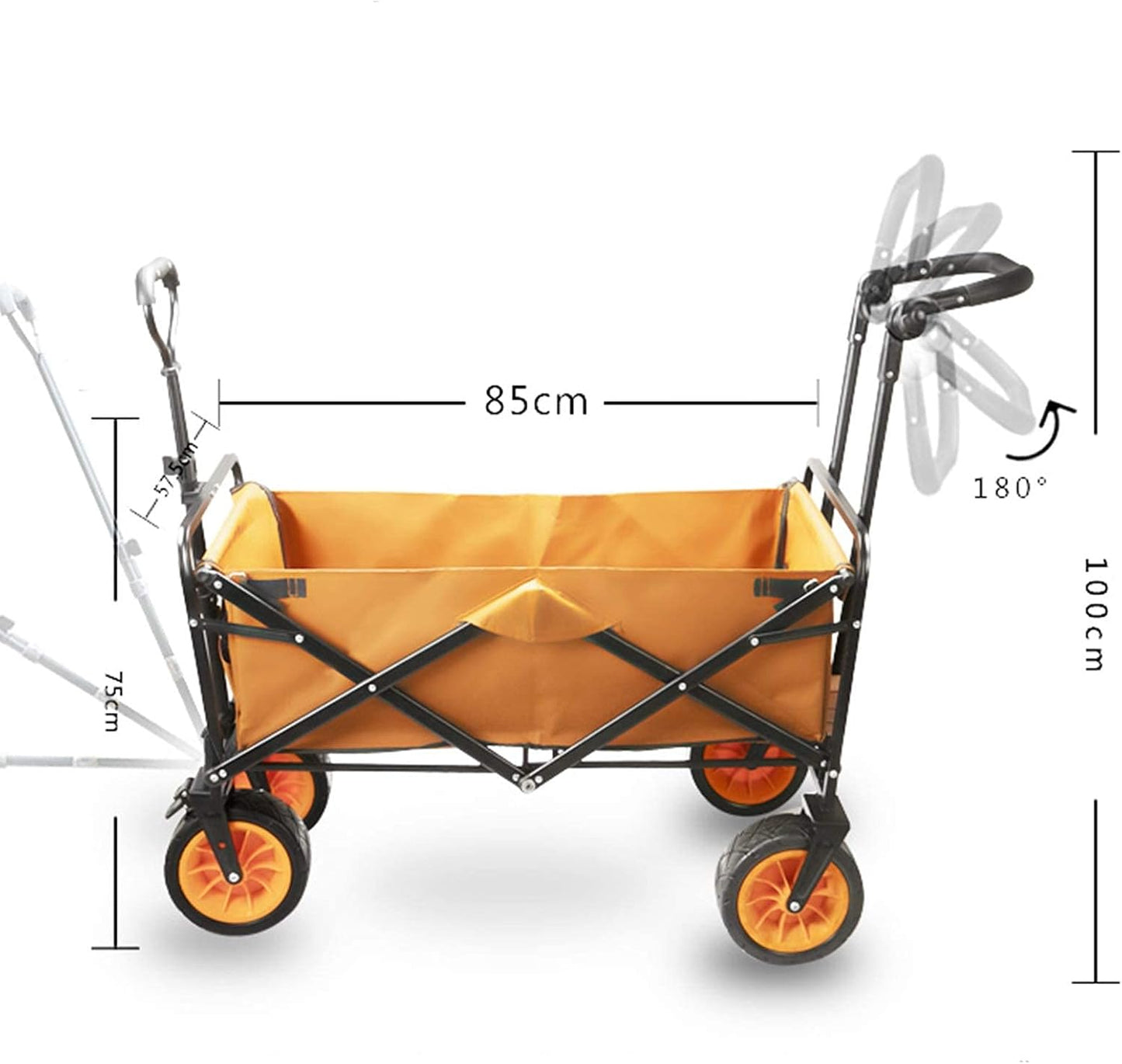 Garden Cart Portable Folding Trolley Outdoor Four-Wheel Trolley Camping Car Shopping Fishing Trolley Carts(Rose Red 75Cm)(Rose Red 75Cm)/Rose Red/75Cm