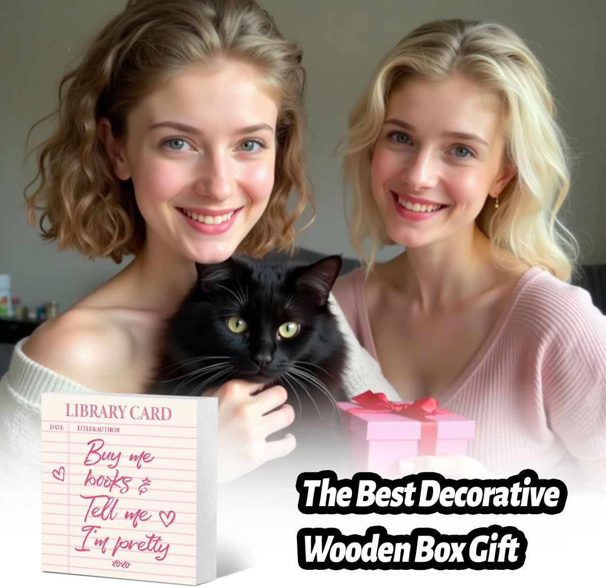 Cute Bookshelf Accessories Decor Aesthetic Buy Me Books & Tell Me I am Pretty Desk Decor With Wooden Stand for Women Book Lovers, Bookish Home Decoration Home Bedroom Office Bookshelf