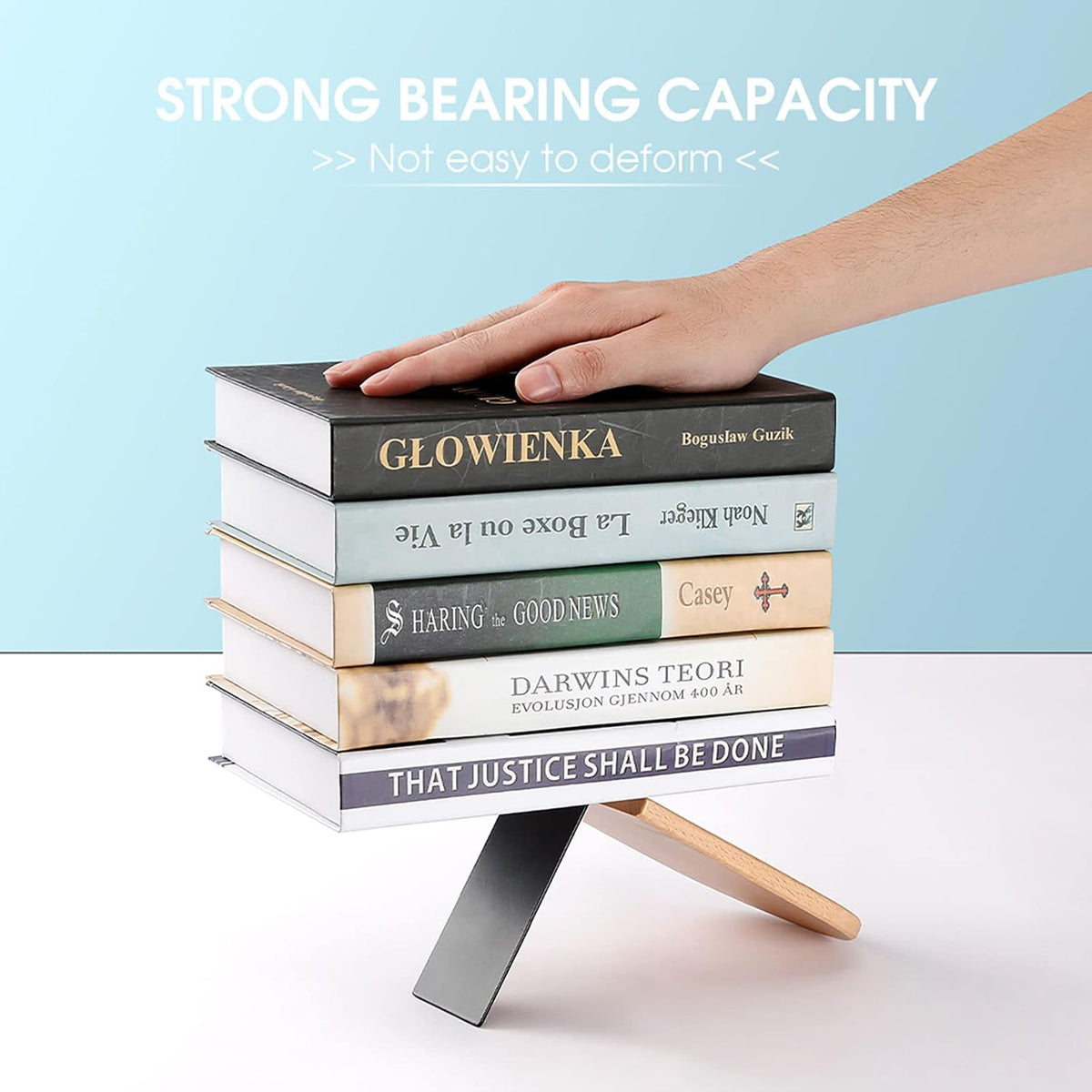 Non-Slip Bookend for Shelves Hamburger Steak Fast Food Wooden Bookends with Metal Base Decorative Book Stopper for Home Heavy Duty Wood Book Storage for Books/CDs