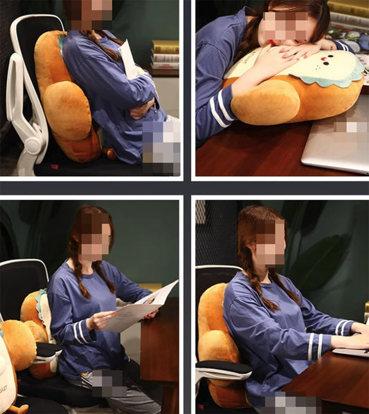Tingting's Dream Cartoon Cute Chair Lumbar Support Pillow Soft Bed Rest Reading Pillow Sofa Rest Back Cushion Office Chair Waist Pillow (Brown Lion, 48×48CM/18.9"×18.9")