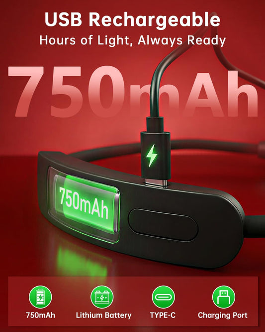 670nm Red Neck Light Book Light for Reading in Bed,3 Color Temperatures Dimmable USB Rechargeable Clip On Red Night Light for Sleep,Eye Comfort,Portable Booklight for Reading, Crafts, Knitting