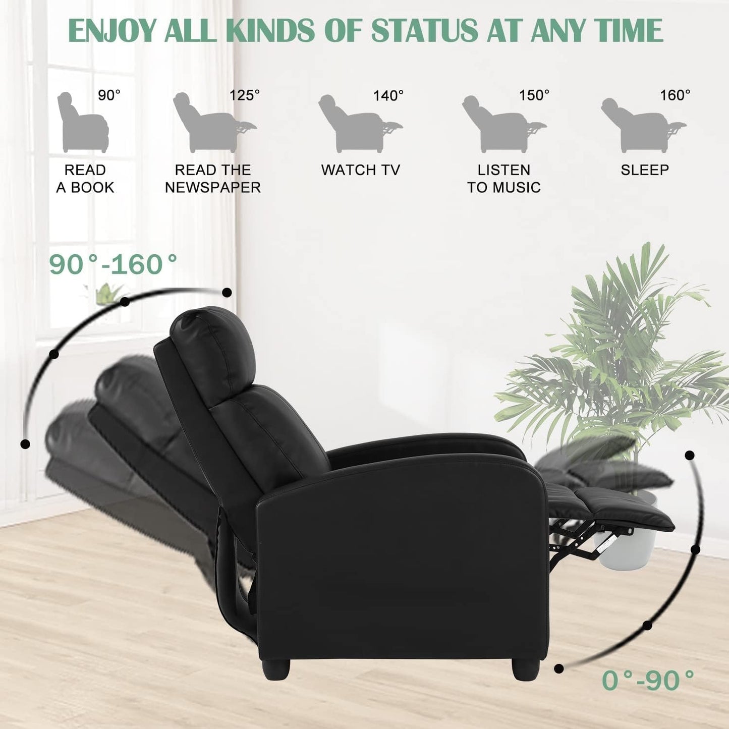Lazy Boy Recliner Single Sofa Chair with Massage Adjustable PU Leather Recliners Chairs with Remote Control for Small Spaces Living Room Bedroom