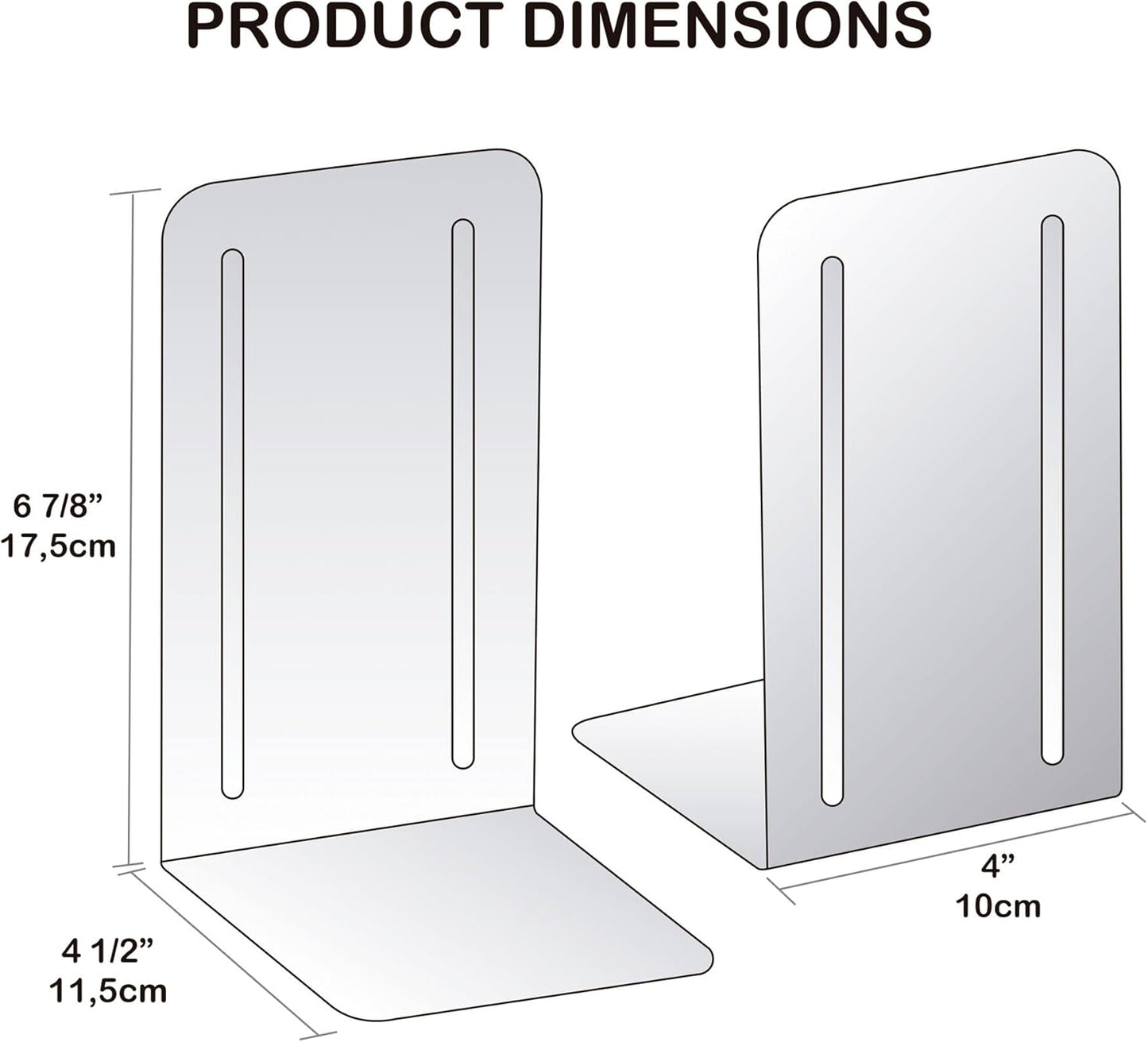Acrimet Steel Metal Bookends for Shelves, Heavy Duty, for Large Books, 6 7/8" Tall X 4" Wide X 4 1/2" Deep, Yellow Colored, 1 Pair