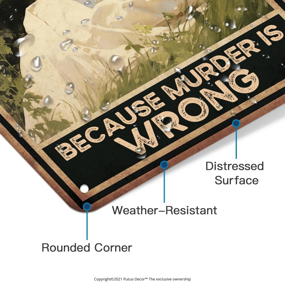 Reading Books Funny Quotes Vintage Metal Sign, Reading Because Murder Is Wrong, Wall Art Decor for Home Reading Room Library Metal Posters Tin Sign Home Wall Art Decor Metal Signs 12" x 8"