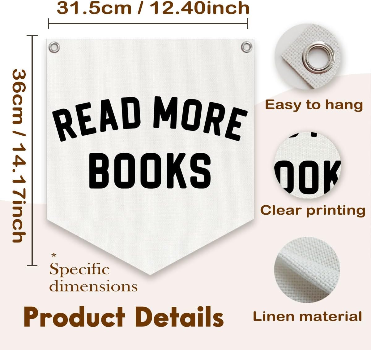 Lacama Reading Corner Decor for Classroom,Read More Books Linen Banner,Read Sign Wall Hanging Banner Pennant Flag Decor for Homeschool Nursery Playroom Toddler Nursery Decor College Dorm Room,12.4x14 in