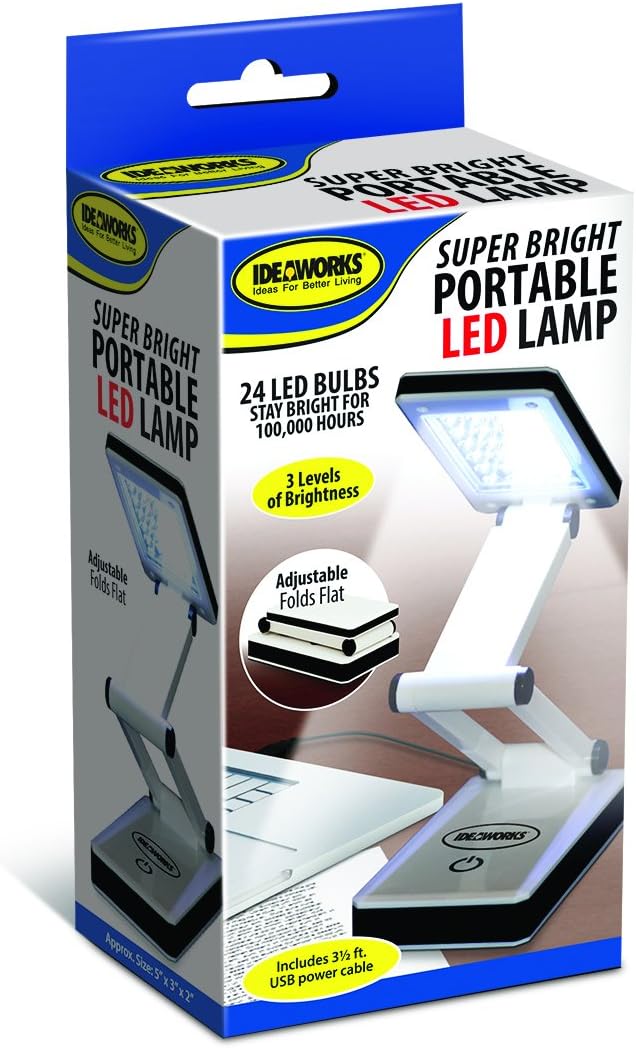 IdeaWorks LED Lamp for Desk - Collapsible, Portable from Home to Office, Acrylonitrile Butadiene Styrene, White