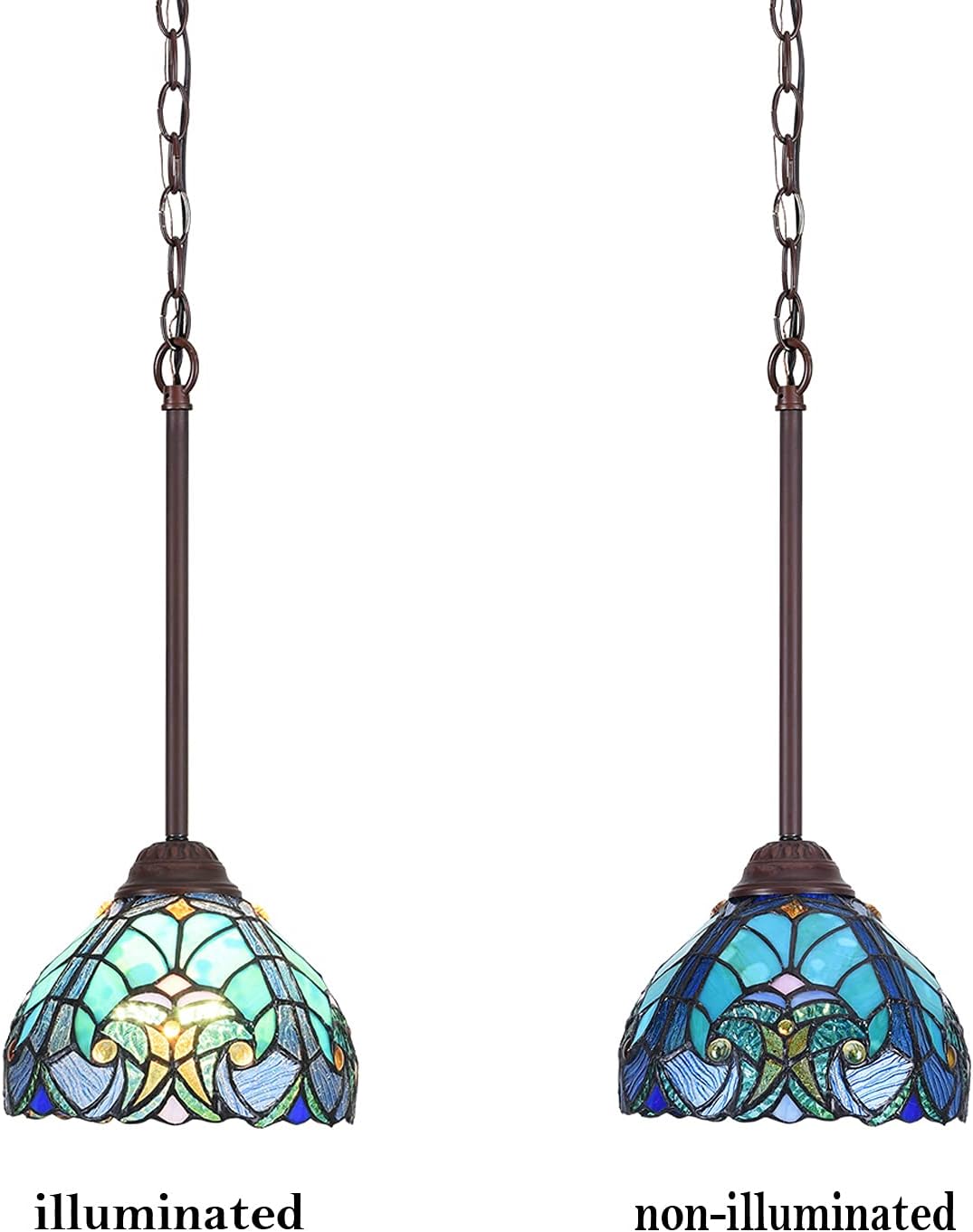 Tiffany Pendant Light fixtures Hanging Lamp Stained Glass Light Decor for Dining Living Room Kitchen Island Study Hallway