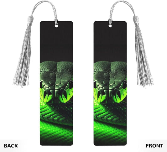 3D Snake Bookmark Ornament, Wooden Bookmarks with Tassel, Book Mark for Book Lovers Page Markers Reading Gifts for Women Men Handmade Wood Bookmark Tag Label