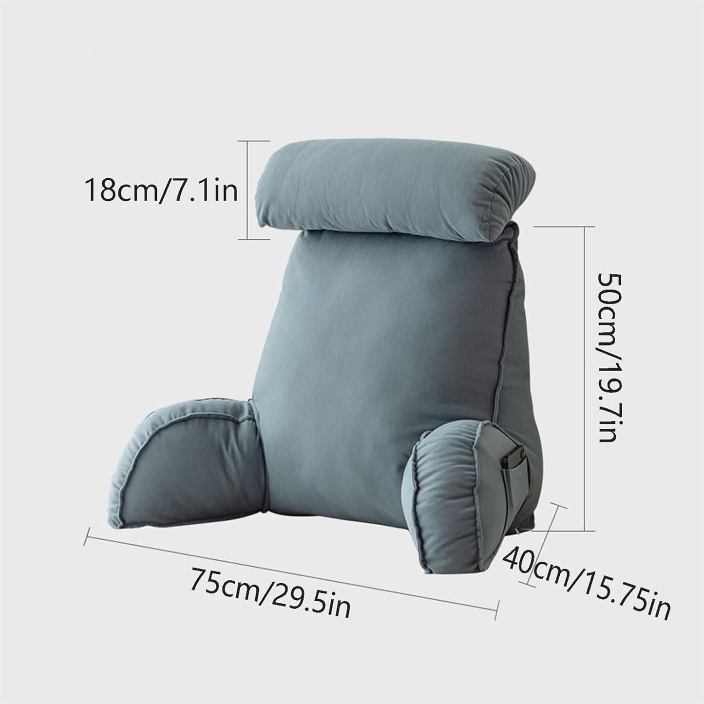 Backrest Cushion with Armrests, Reading Cushion for Bed, Back Support Cushion with Arms for Working on Laptop, Reading, Gaming, Watching TV ( Color : Champagne , Size : 75*40*58cm(with headrest)