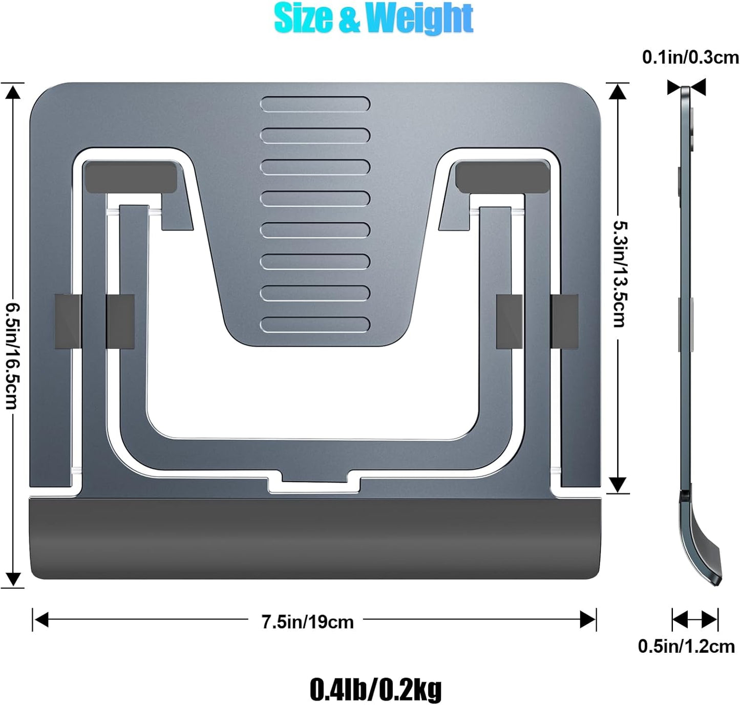 Tablet Stand Adjustable & Foldable, Slim Portable Aluminum Tablet Holder for Desk, Compatible with iPad Pro/Air/Mini, Samsung Tab, Surface Pro, Kindle Fire (7-13") (Gray)