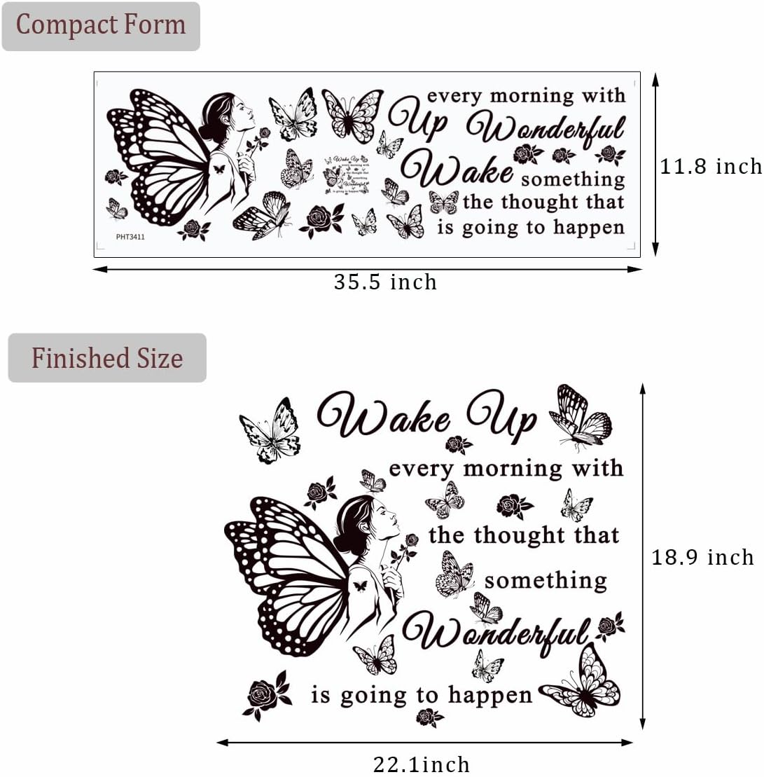 Inspirational Quote Decals: 'Wake Up... Wonderful Happening' Vinyl Wall Sticker for Office, Classroom Decor