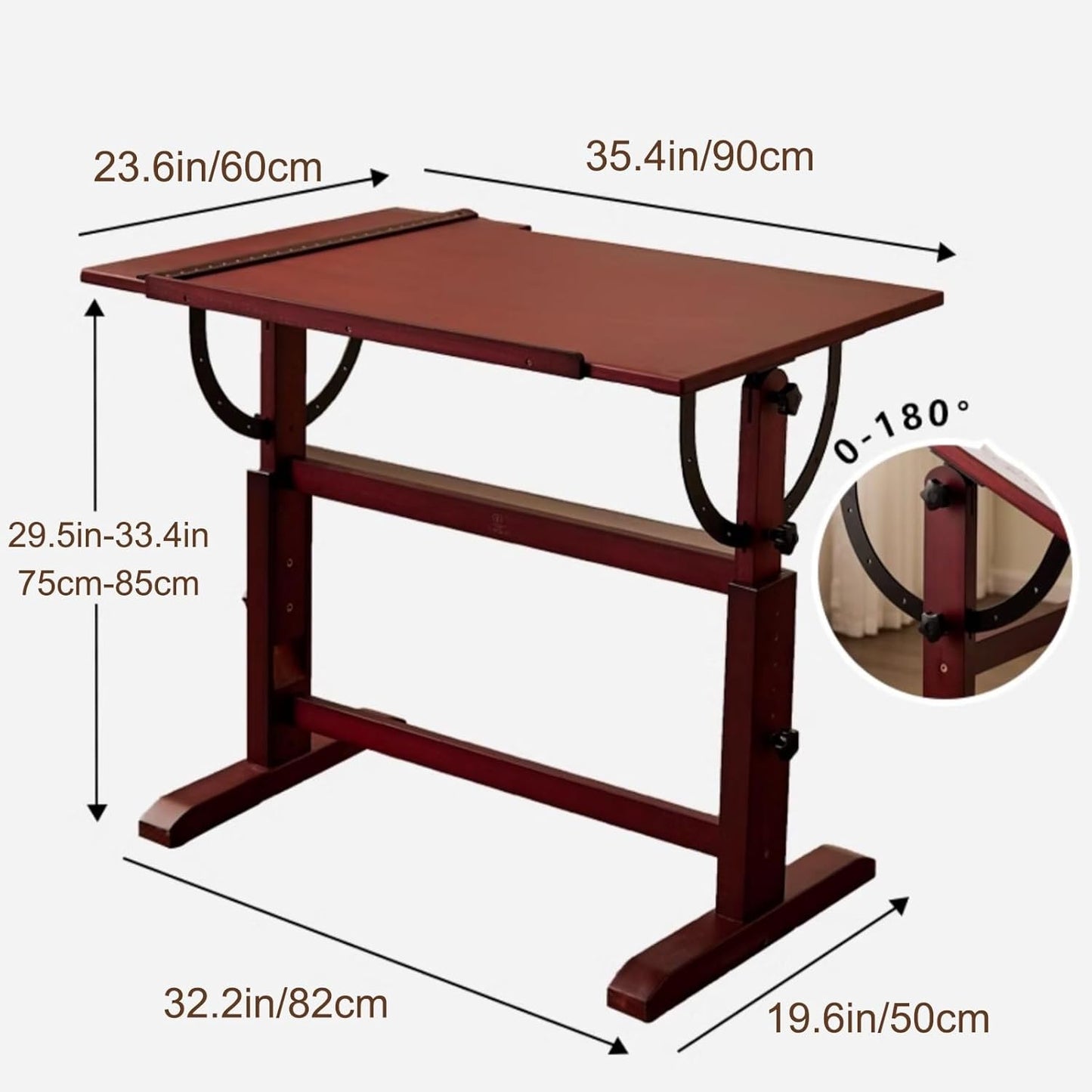 Drawing Tilting Tablet,Drafting Table,Large Wood Drafting Table, Artist Drawing Table with Height Adjustable, Tilting Enlarge Tabletop, Studio Craft Desk & Art Craft Desk for Writing