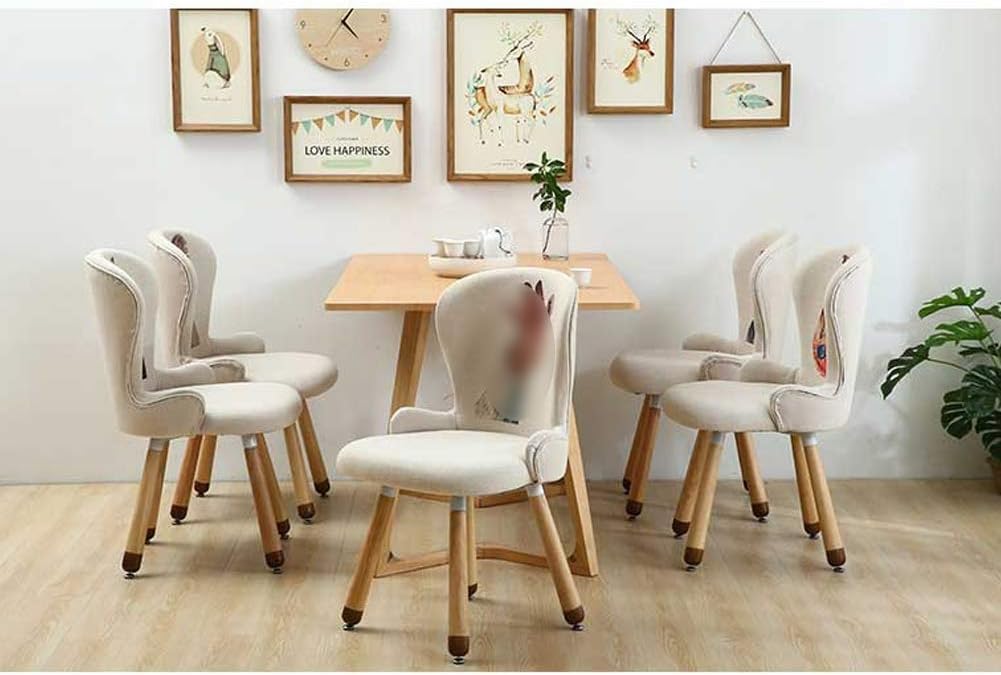 Comfortable Chair Dining Chairs,Cotton Linen Upholstered Lounge Chair Makeup Stool,Accent Side Chairs with Solid Wood Legs(Highly fine-tunable),for Restaurant/Pub/Cafe/Living Room/Hotel/Kitchen Lei