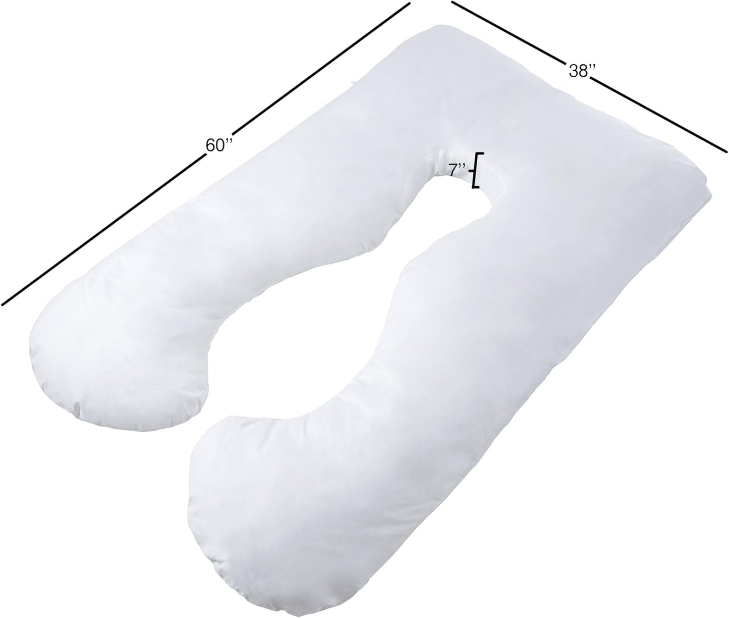 Lavish Home Pregnancy Pillow - U-Shaped Full Body Pillow with Removable Cover - Pregnancy Support for Sleeping - Body Cushions for Adults, Maternity Pad (White)