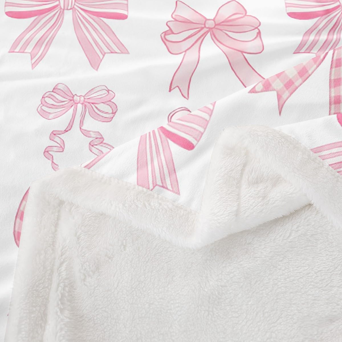 Manfei Bowknot Kids Throw Blanket Kawaii Pink Bow Tie Fuzzy Blanket for Girls Princess Room Decor, Cute Bow Print Blanket for Bed Couch Sofa, Soft and Breathable Fleece Blanket(50 x 60 Inches)