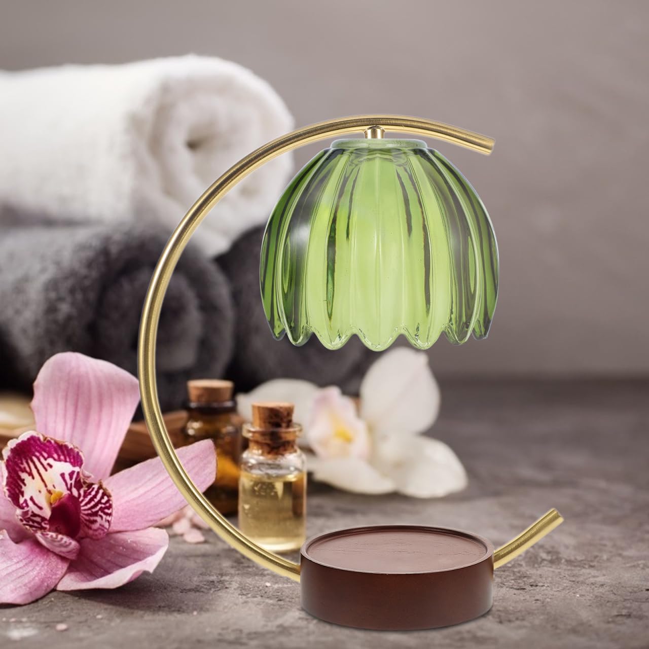 Baluue Tulip Glass Lamp Shade: 2pcs Small Vintage Green Flower Glass Table Lampshade - Handcrafting Pendant Light Fixture Cover for Bedroom Kitchen Hallway Bathroom, 4.72inch