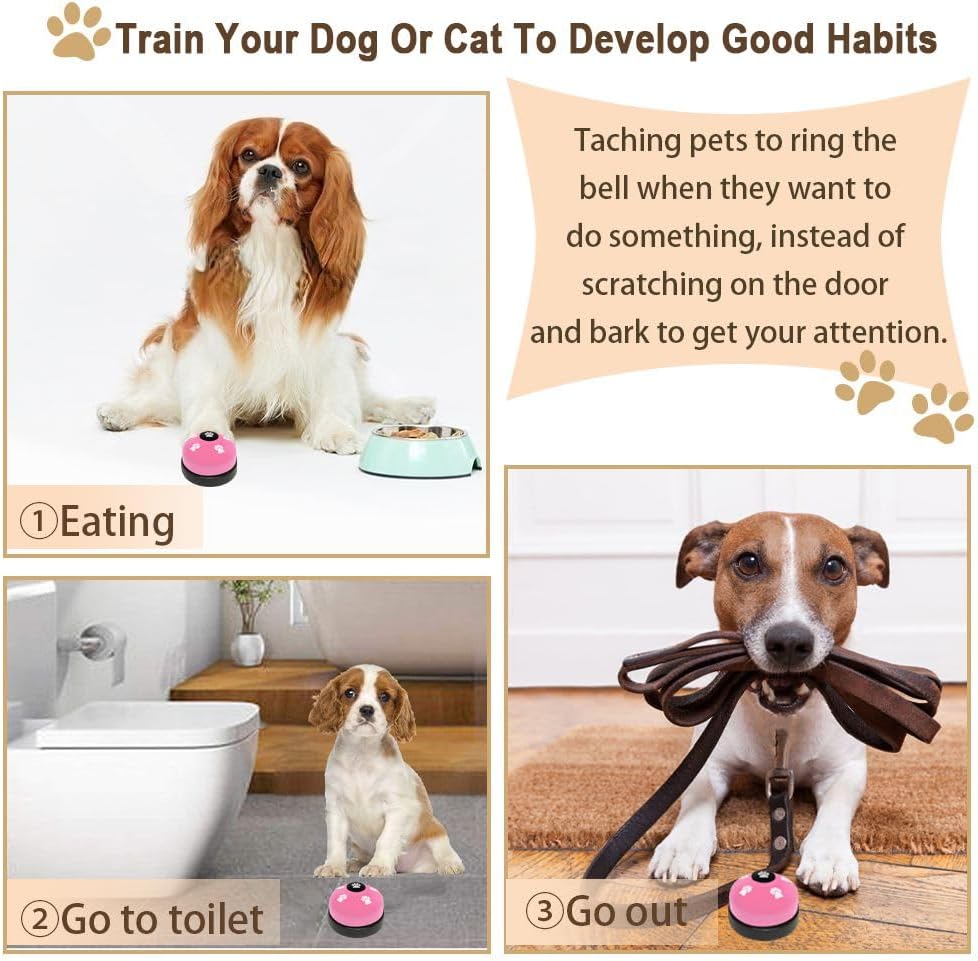 2 Pack Dog Door Bells Dog Doorbell to go Outside Puppy Train Bell for Dogs to Ring to go Potty Puppy Toilet Training Bell Jingle Bells for Door Knob Girl Puppy Essentials Accessories (Pink)