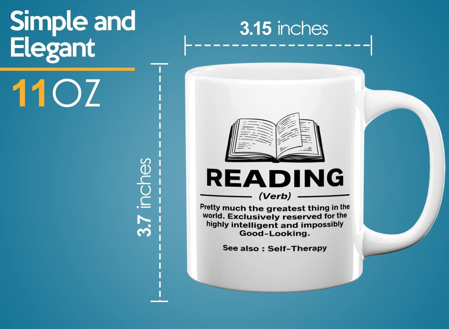 Book Lover Coffee Mug 11oz White -Reading Definition - Sports court Team Indivdiual partner Book Lover
