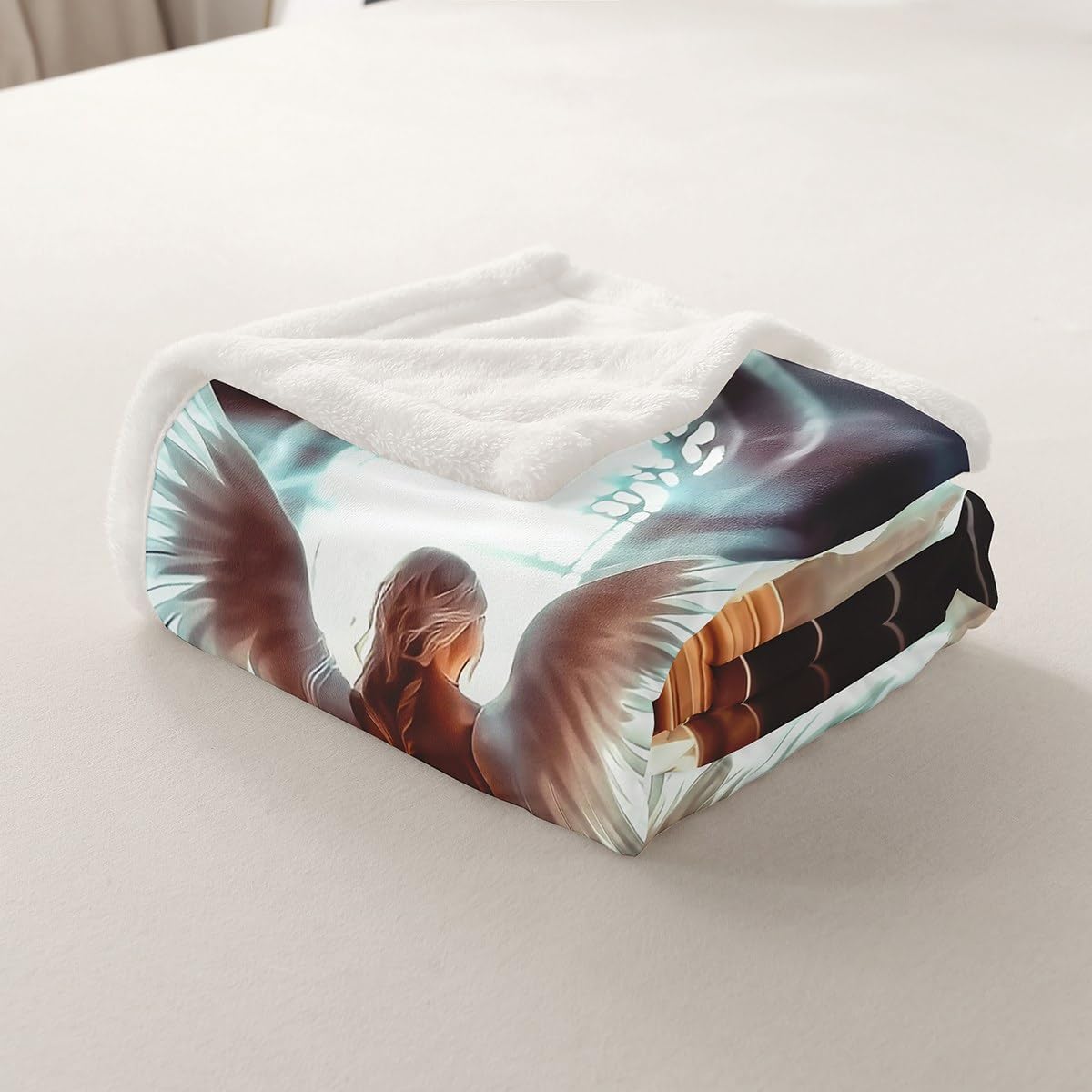 Erosebridal Angel Fleece Blankets Romantic Palace Blanket 3D Printed Angel Throw Blanket Queen Fantasy Princess Sherpa Blankets