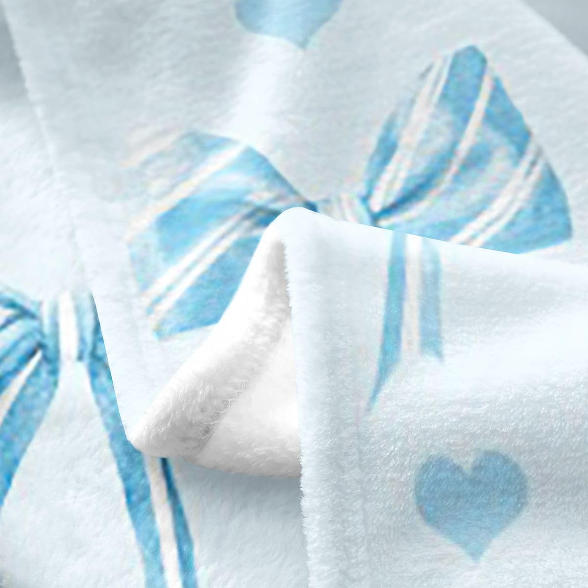 Feelyou Cute Blue Bow Fleece Throw Blanket Personalized Initial E Flannel Blanket Plush Fuzzy Monogrammed Kawaii Coquette Bow Knot Throw 50"x60" Dreamy Princess Style Bedroom Decor