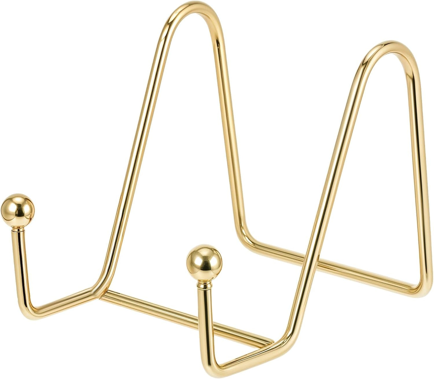 1 Pcs 3.5 Inch Plate Holder Easel Display Stand Table Top Display Metal Frame Holders Decorative Plate for Book Picture Photo and Platter (Gold)