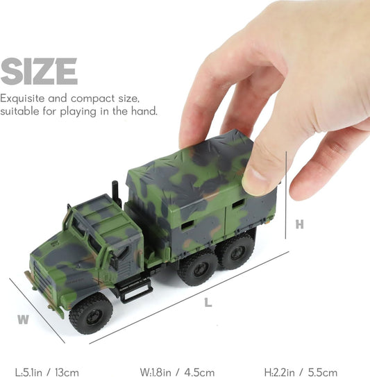 1/64 Tactical Truck Model Military Truck Armored Car Military MTVR MK23 Medium Vehicle Die-cast Metal Model Kit for Collection or Gift (Camouflage Green)