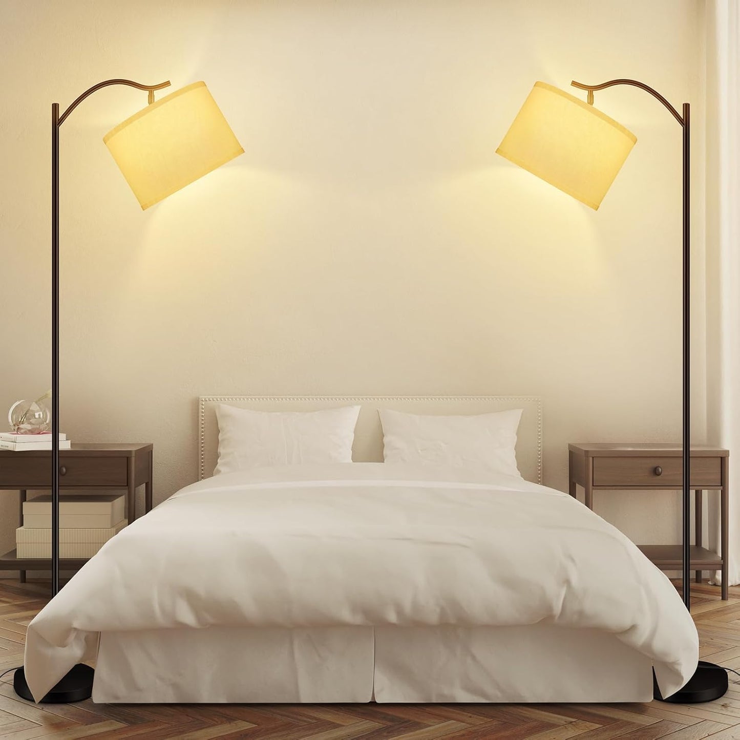 BoostArea Floor Lamp for Living Room,Arc Floor Lamp with Remote Control,Stepless Dimmable Brightness & Colors Temperature 2700k-6500k,Modern Standing Lamp for Bedroom Study Room Office,White