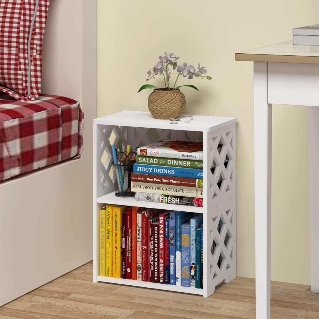 Rerii Small Bookshelf for Small Spaces, 3 Tier Book Shelf Bookcase, Mini Thin Bookshelf for Bedroom, Living Room, Office, Kids Room