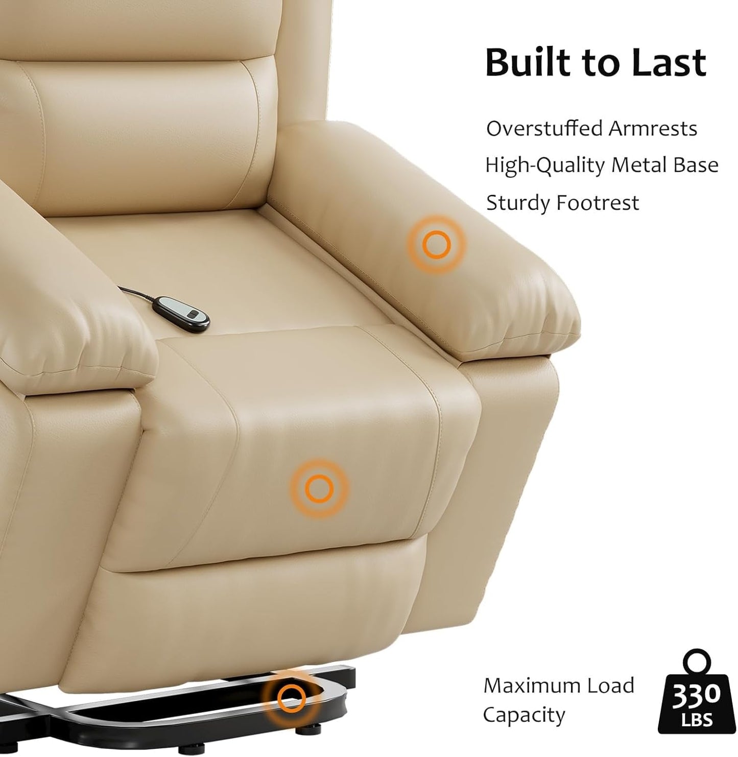 Power Lift Recliner Chair for Adults Adjustable Electric Reclining Sofa Lounge with Massage and Heat PU Leather Reclining Chairs with Side Pocket for Living Room Bedroom(Brown)
